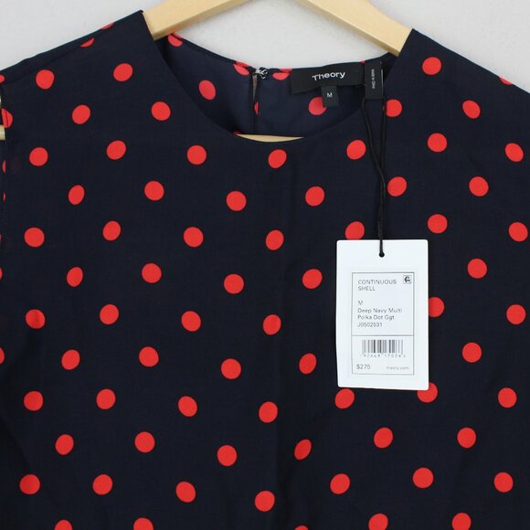 NEW Theory Continuous Silk Polka-Dot Shell Top - Picture 5 of 9